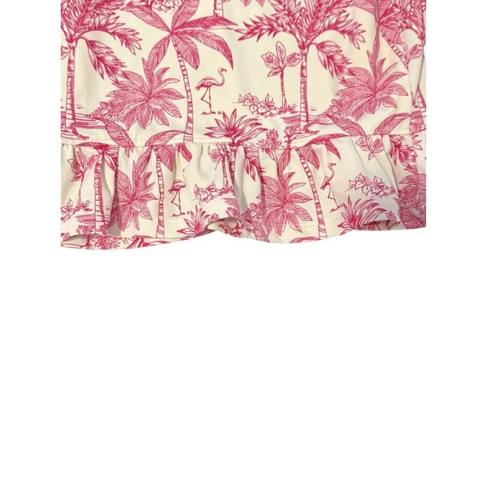 Janie And Jack Girls Ruffle Hem Long Sleeve rashguard With Pink Flamingo Print 7